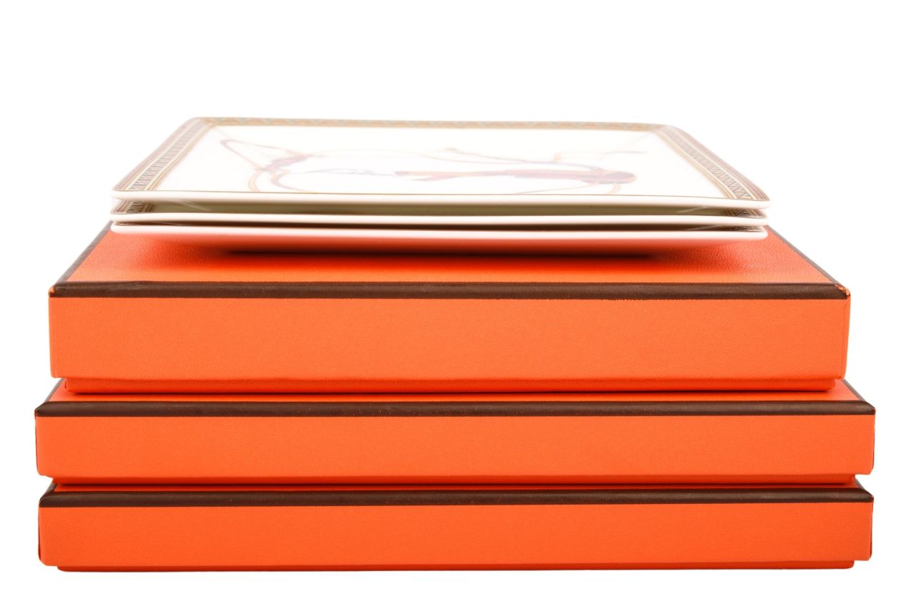 Hermès 3 Teller quadratisch "Cheval d'Orient" N3 15x15cm Limoges Porzellan