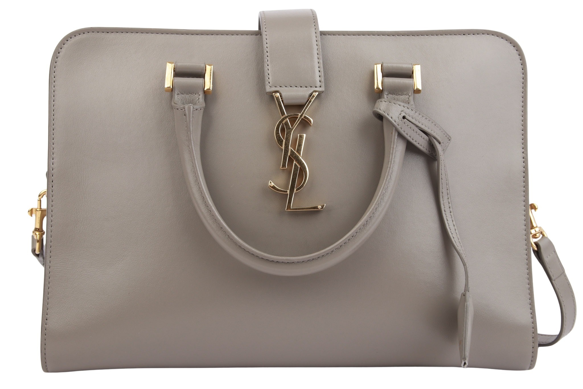 Saint Laurent Cabas Leder Grau