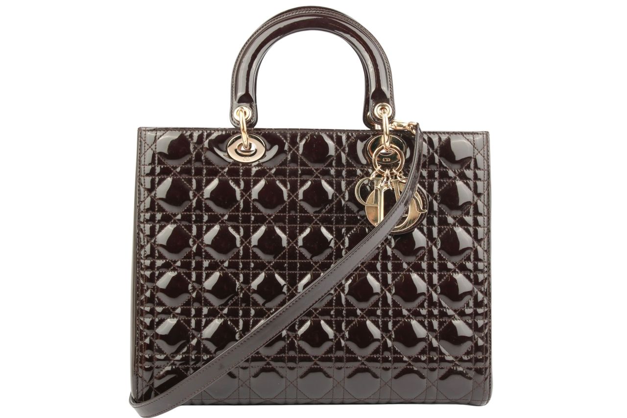 Dior Lady Dior Large Lackleder Braun
