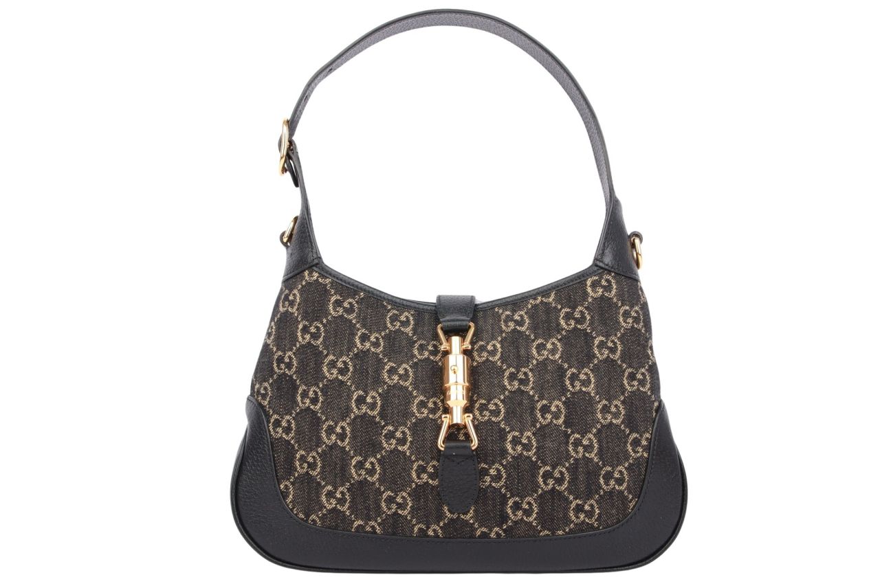 Gucci Jackie 1961 Denim / Leder Schwarz