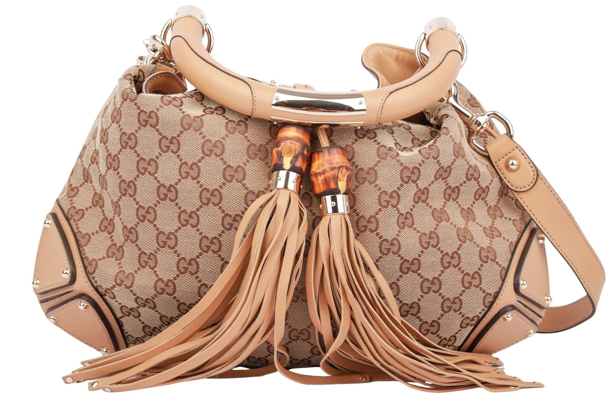 Gucci Indy Bamboo Shopper Leder Braun