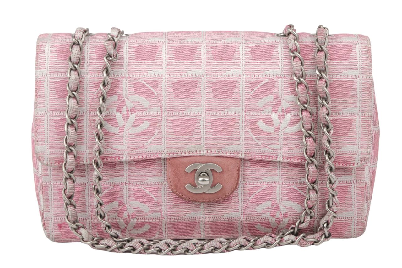 Chanel Classic Flap Bag Travel Line Pink Nylon