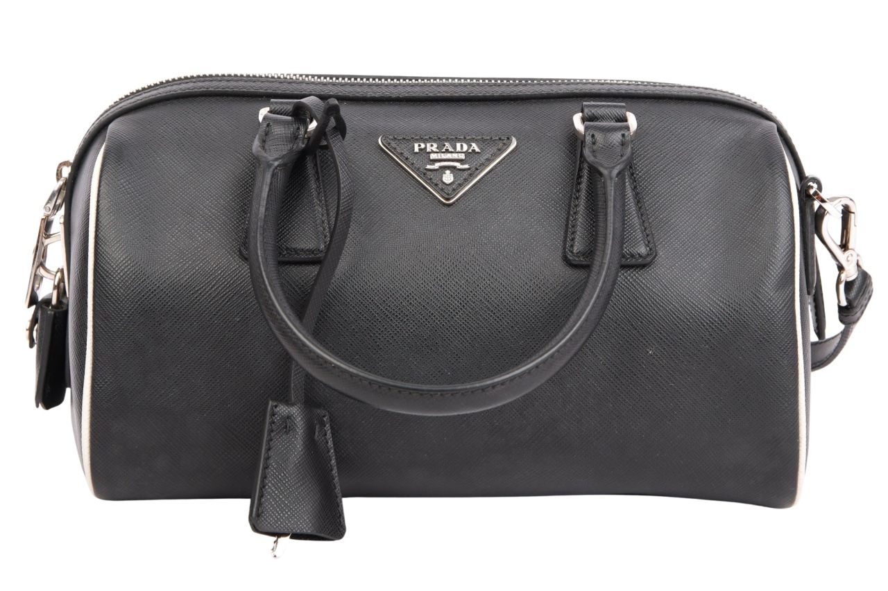 Prada Bauletto Bag Saffiano Leder Schwarz