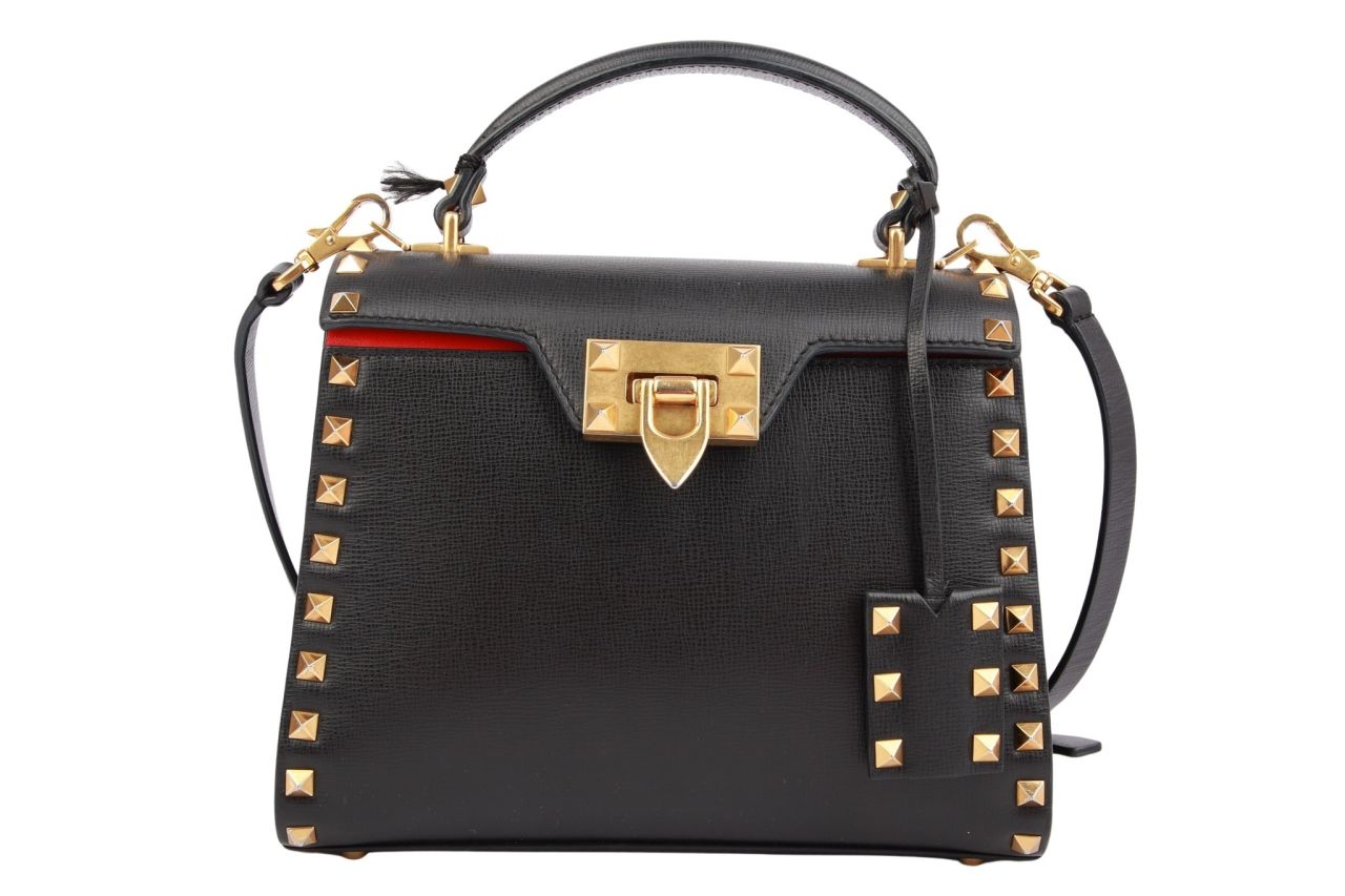 Valentino Garavani Rockstud Top Handle Bag Small Schwarz Leder