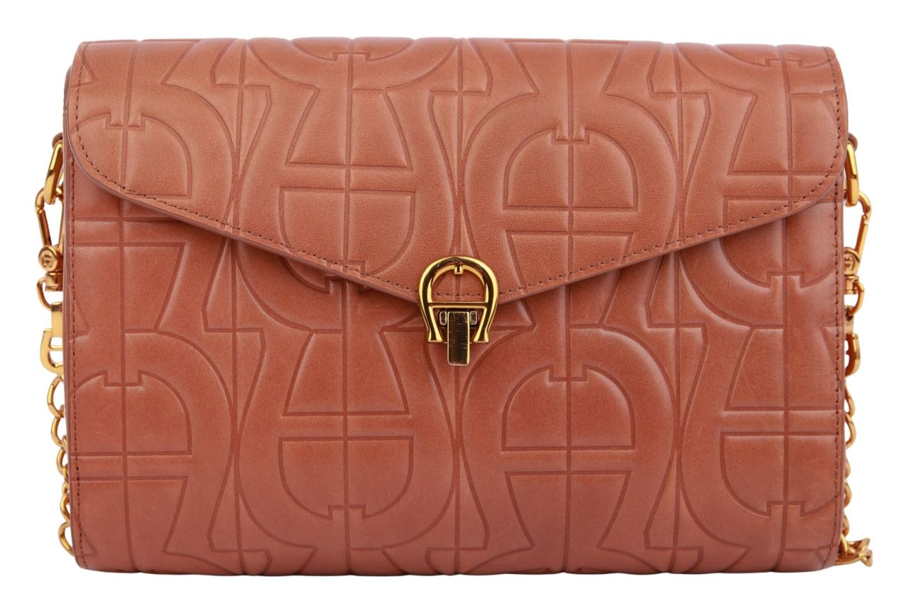 AIGNER Monogram Leather Crossbody Braun
