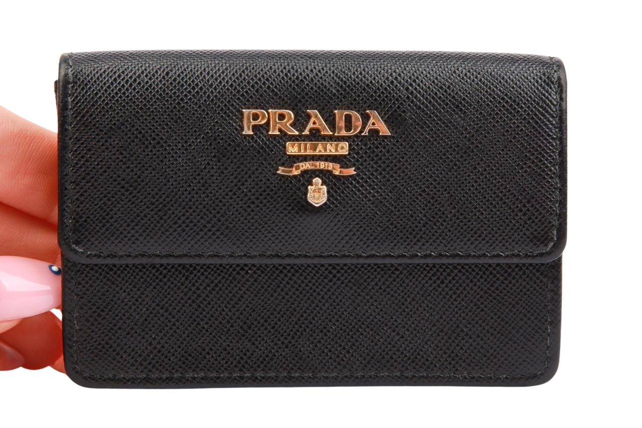 Prada Mini Portemonnaie Leder Schwarz