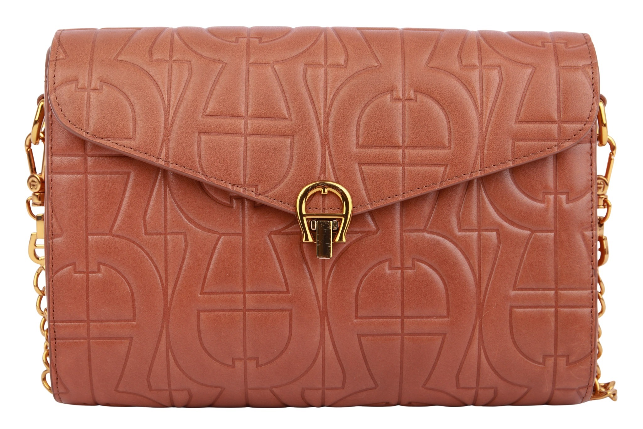 AIGNER Monogram Leather Crossbody Braun
