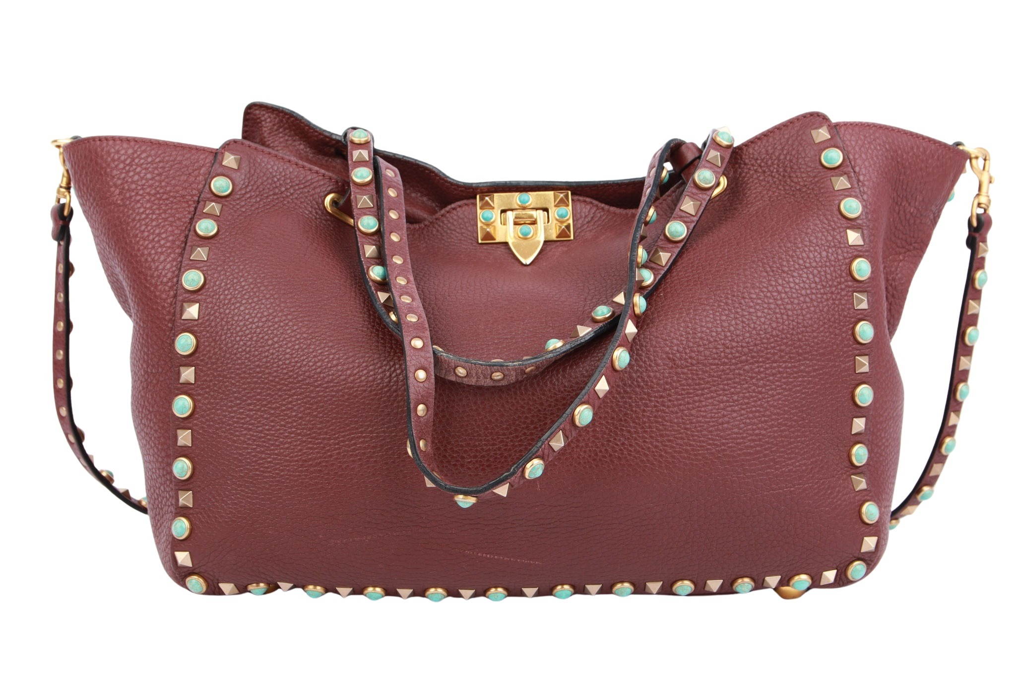 Valentino Garavani Rockstud Spike Shoulder Bag Bordeaux