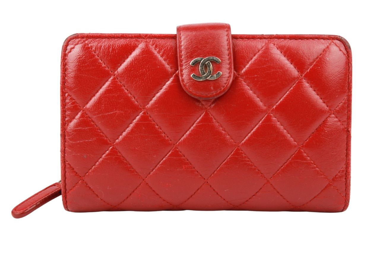Chanel Vintage Portemonnaie Leder Rot