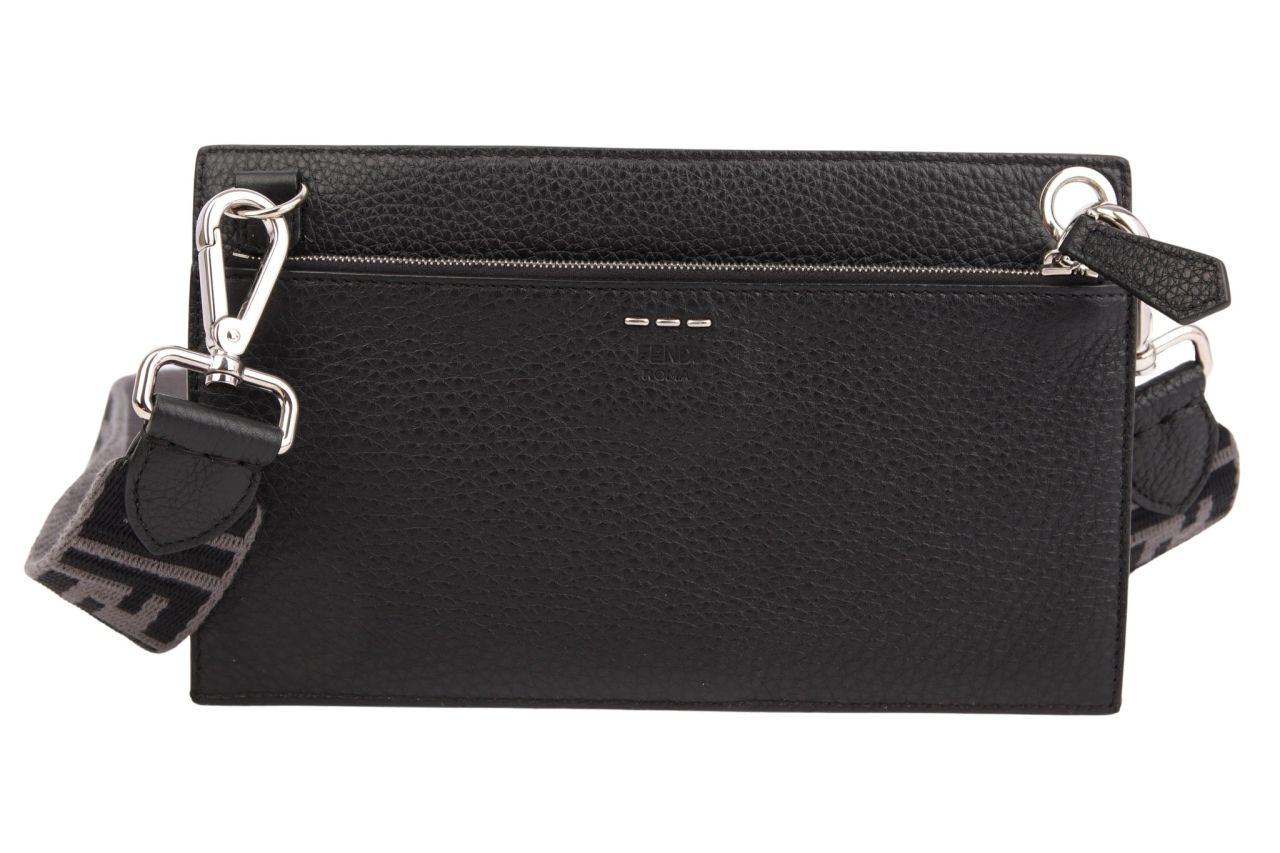 Fendi FF Umhängetasche Leder Schwarz