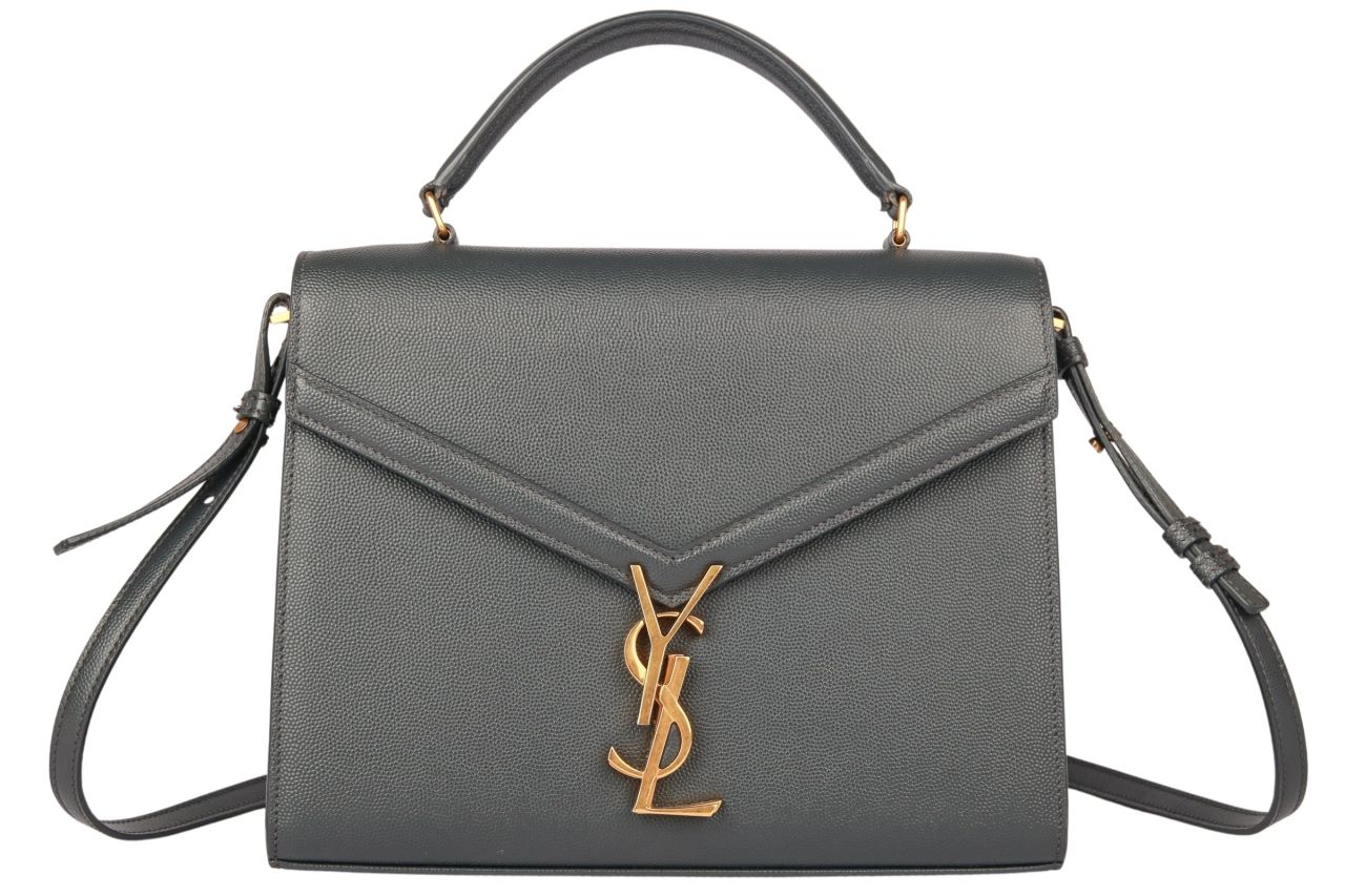 Saint Laurent Cassandra Medium Schultertasche Leder Anthrazit