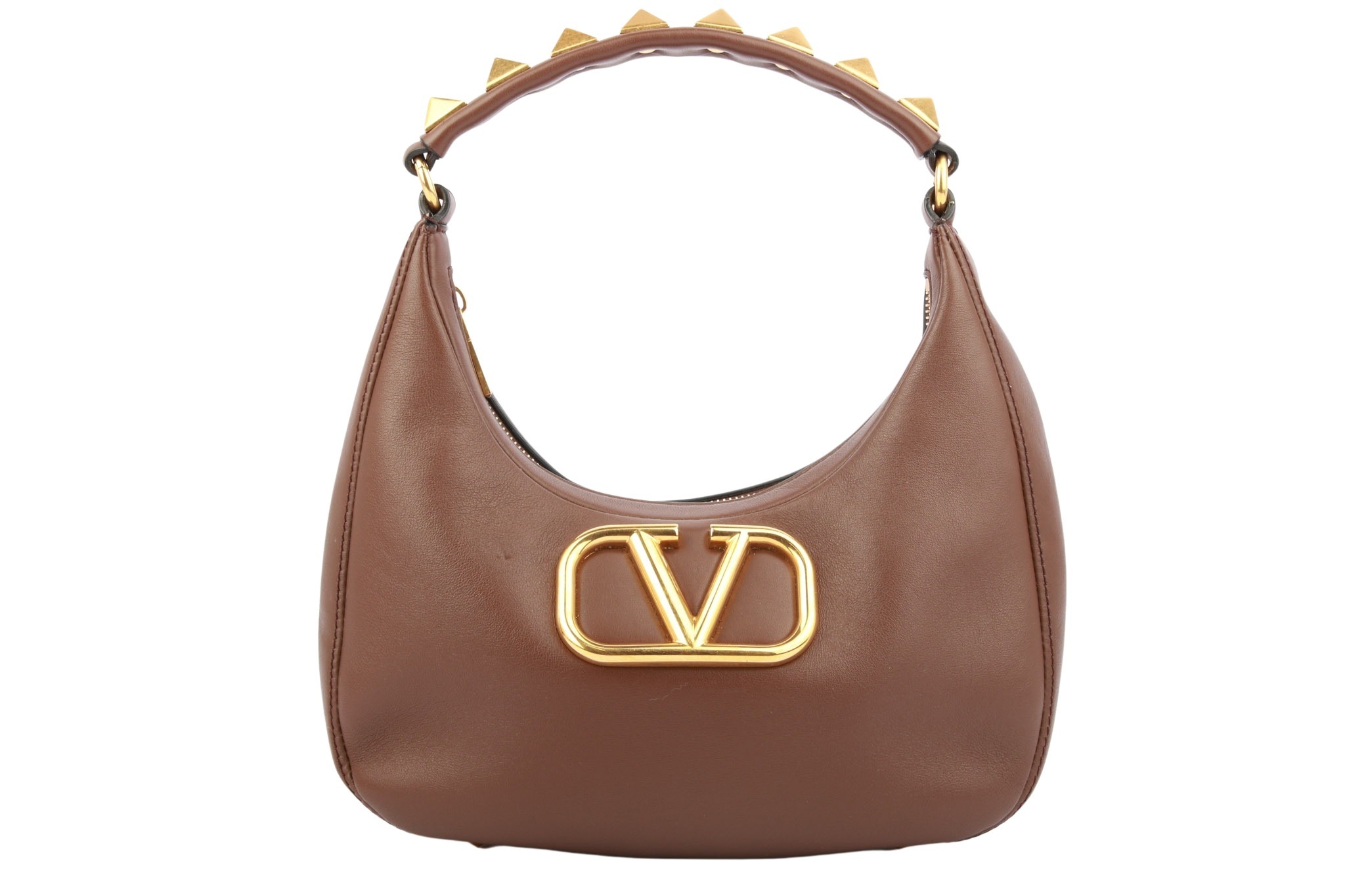 Valentino Garavani Rockstud Sign Hobo Bag Braun Leder Valentino Garavani Rockstud Sign Hobo Bag Braun Leder