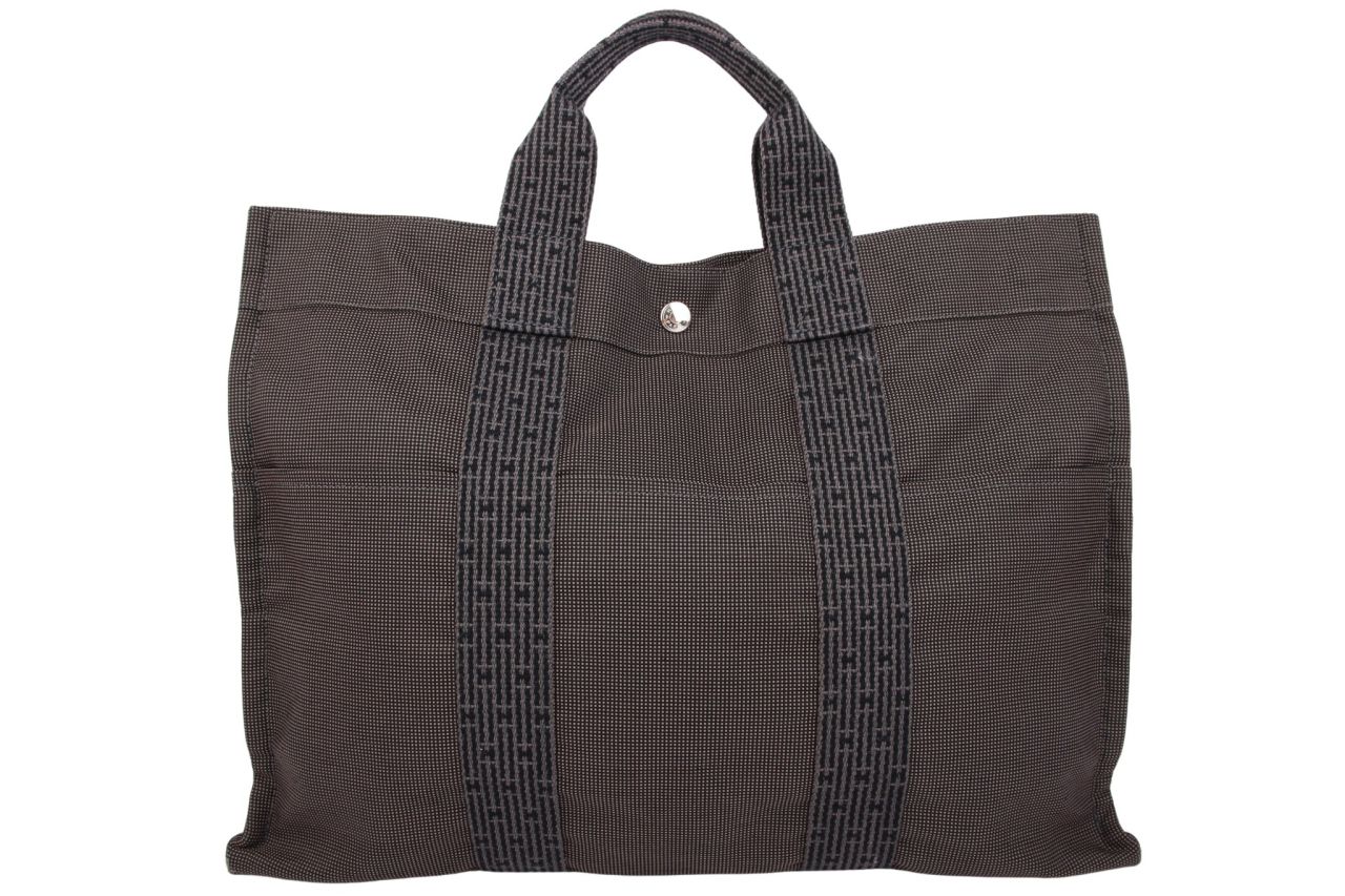 Hermès New Canvas Große Tote Bag Dunkelgrau