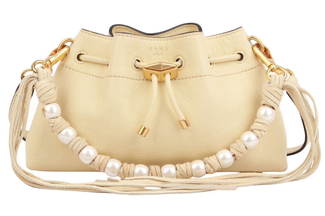 Jimmy Choo Beuteltasche Leder Hellgelb