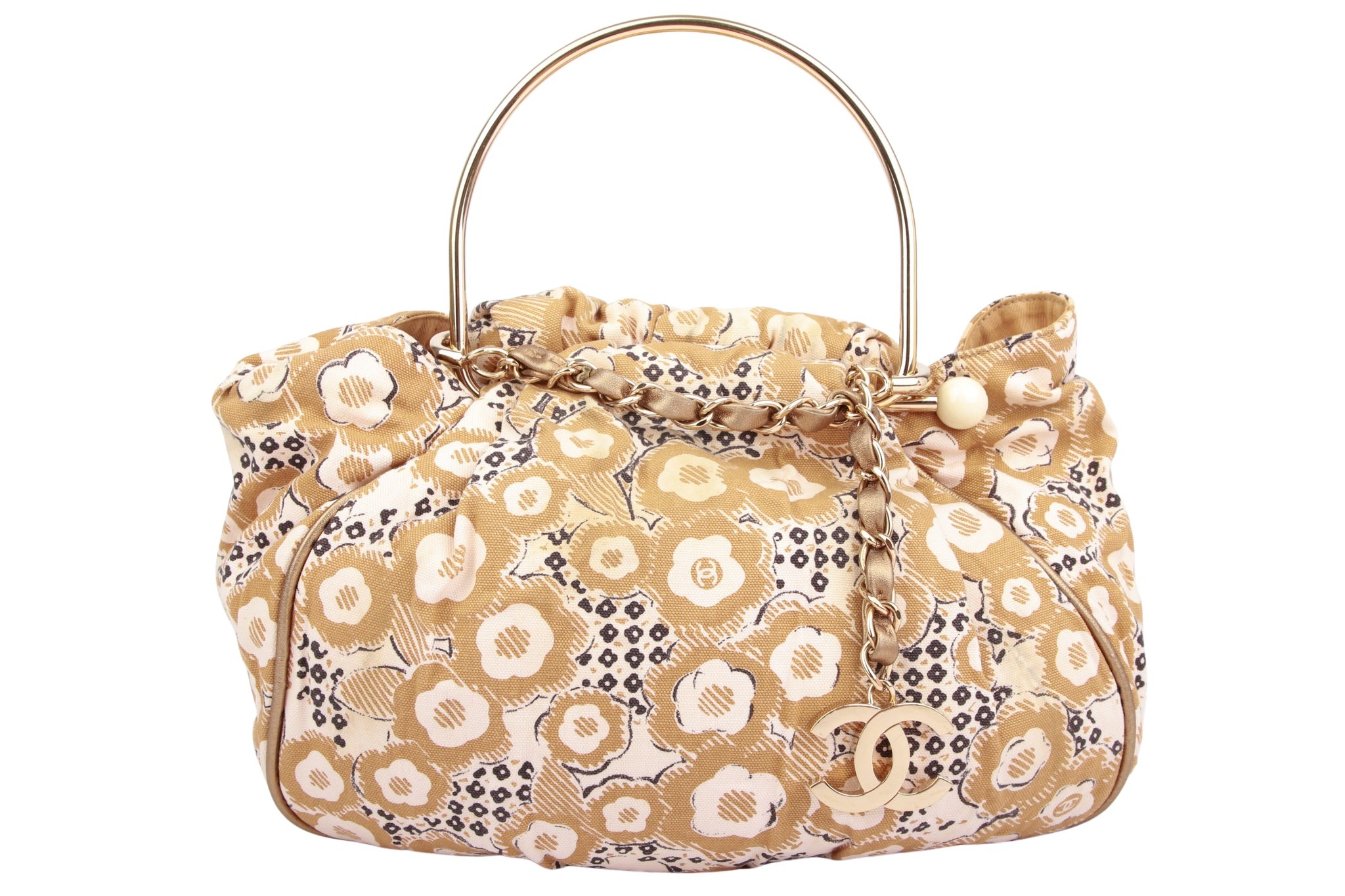 Chanel Camelia Hoop Bag Beige