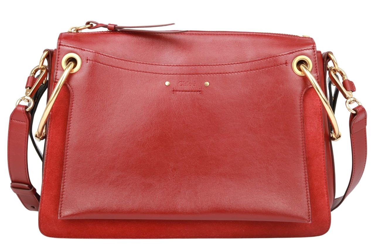 Chloé Roy Large Schultertasche Kalbsleder Dunkelrot | Luxussachen.com
