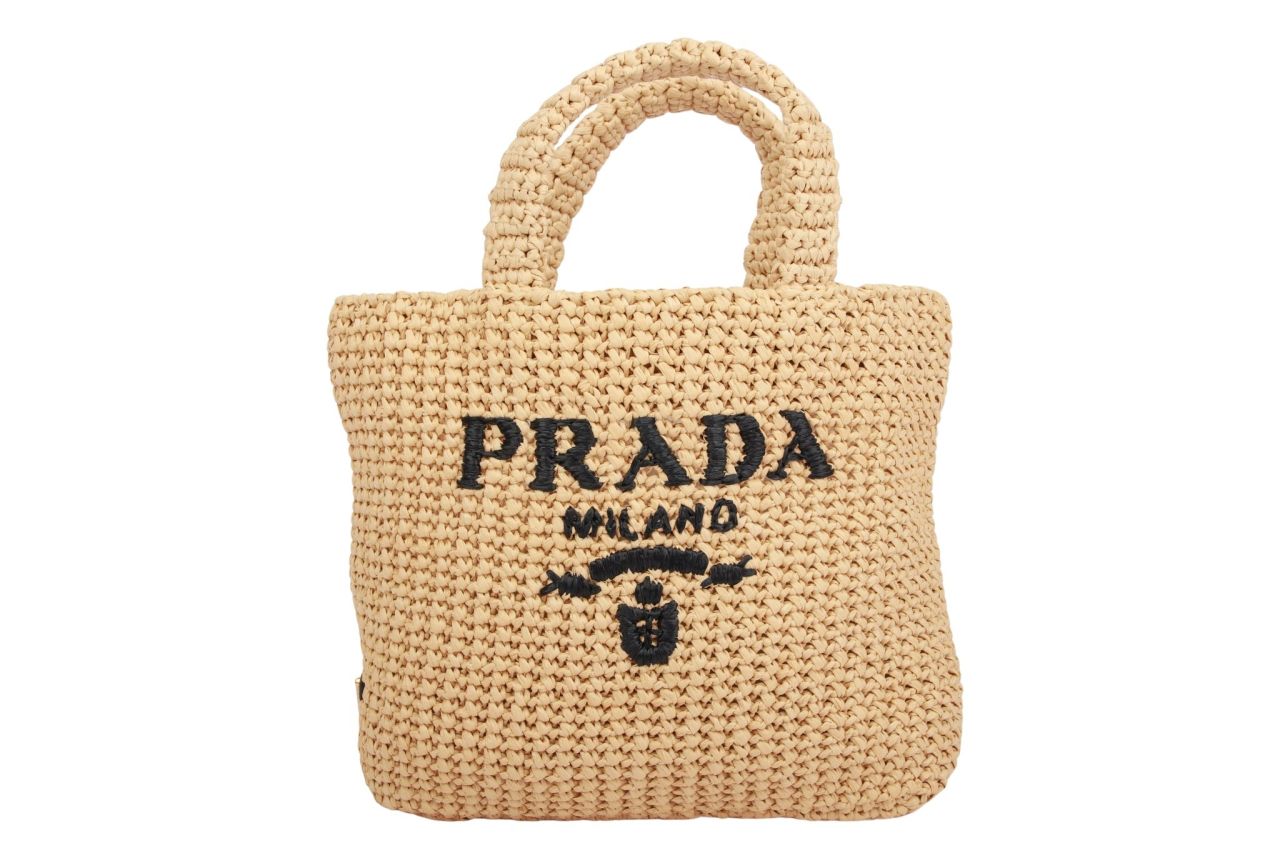 Prada Shopper Naturale Raffia Bast Beige