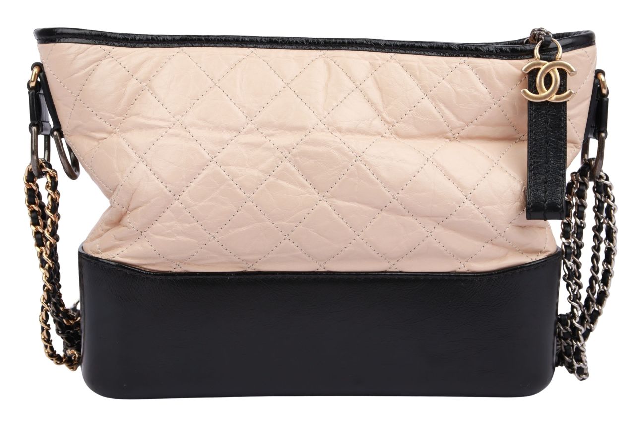 Chanel Gabrielle Large Beige / Schwarz Leder