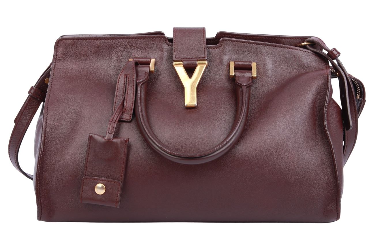 Saint Laurent Y-Logo Cabas Tasche Burgunderrot