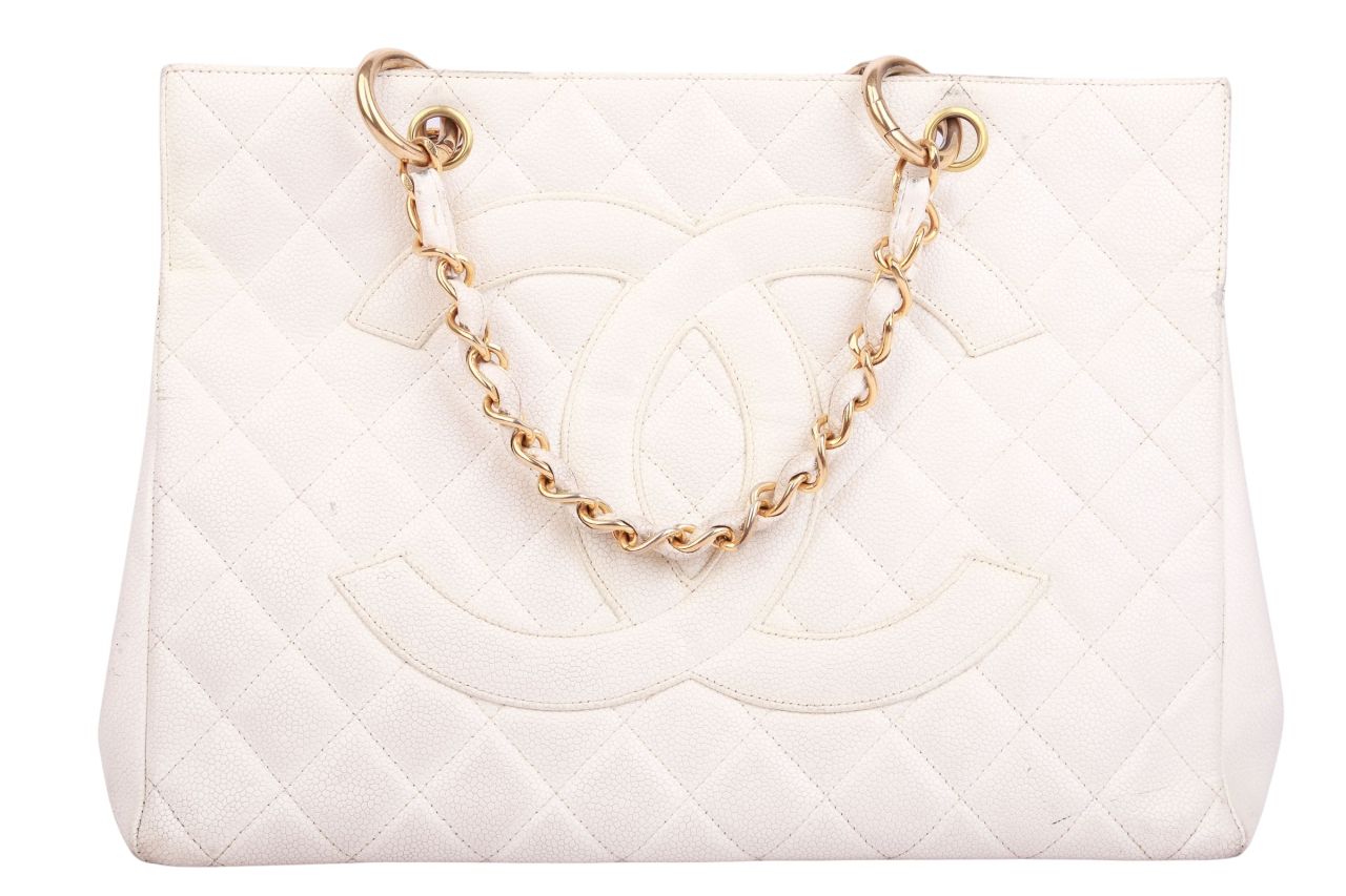 Chanel Shopper Leder Weiß