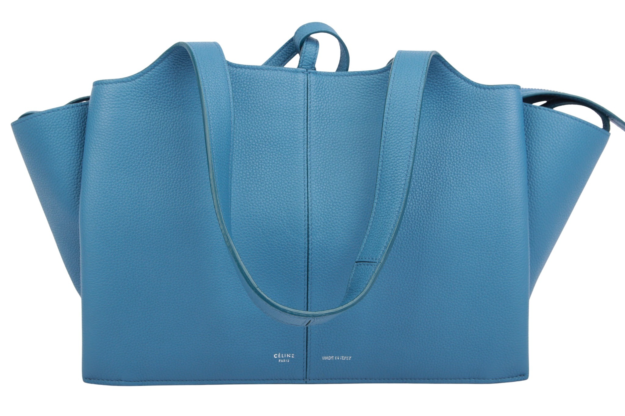 Céline Trifold Small Blau Leder