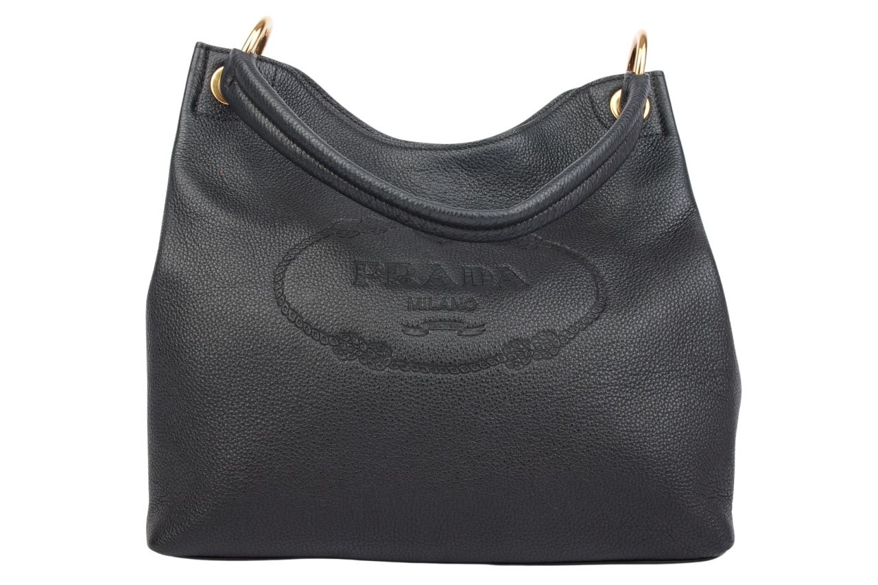Prada Vitello Daino Tote Schwarz