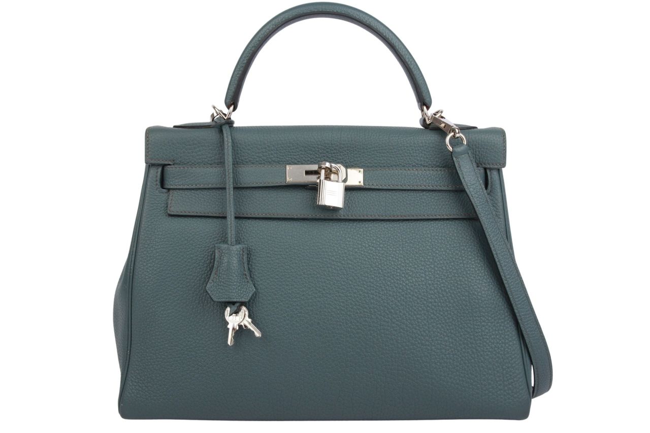 Hermès Kelly 32 Togo Leder Bleu Orage