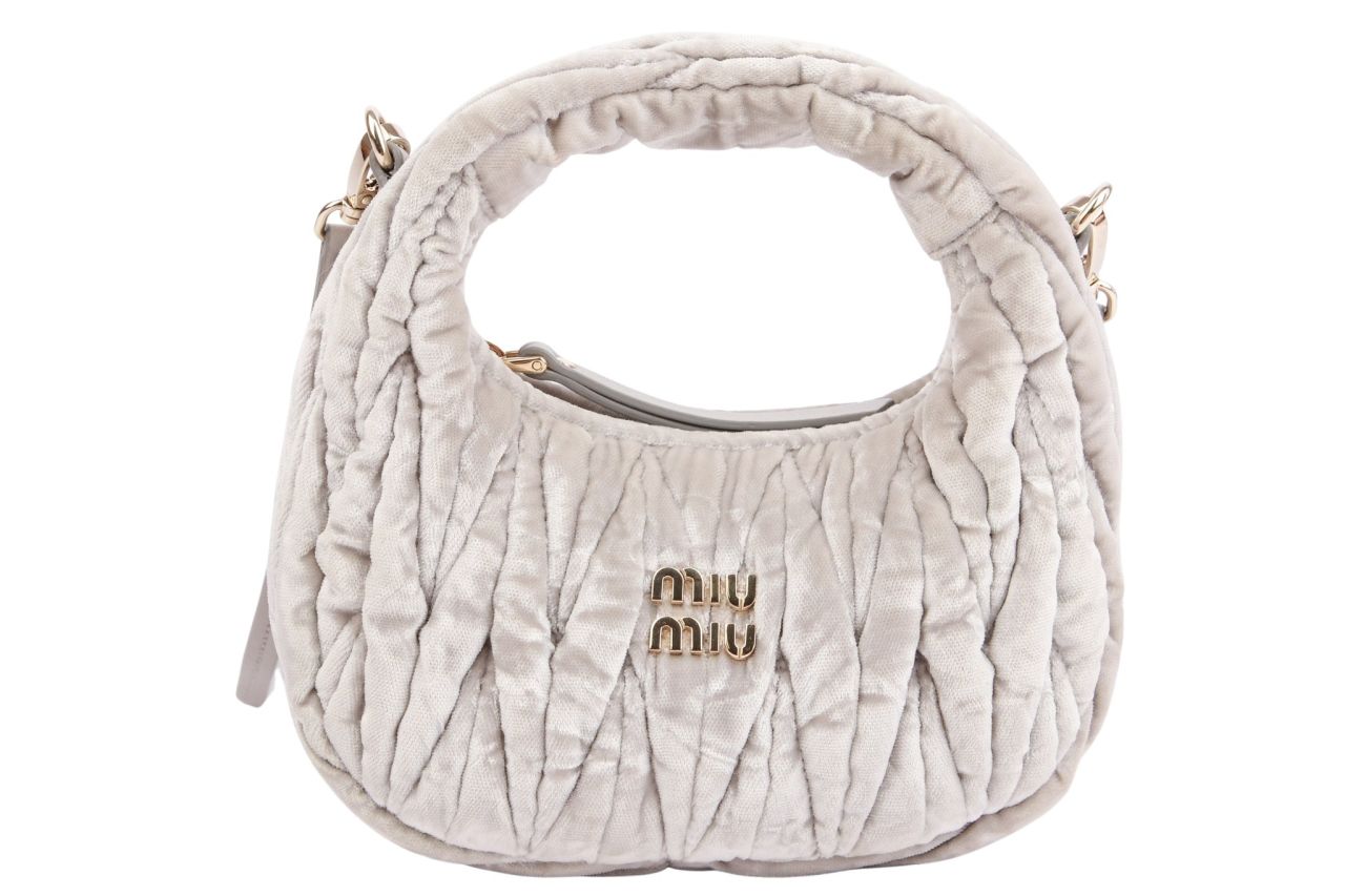 Miu Miu Wander Hobo Tasche Samt Grau