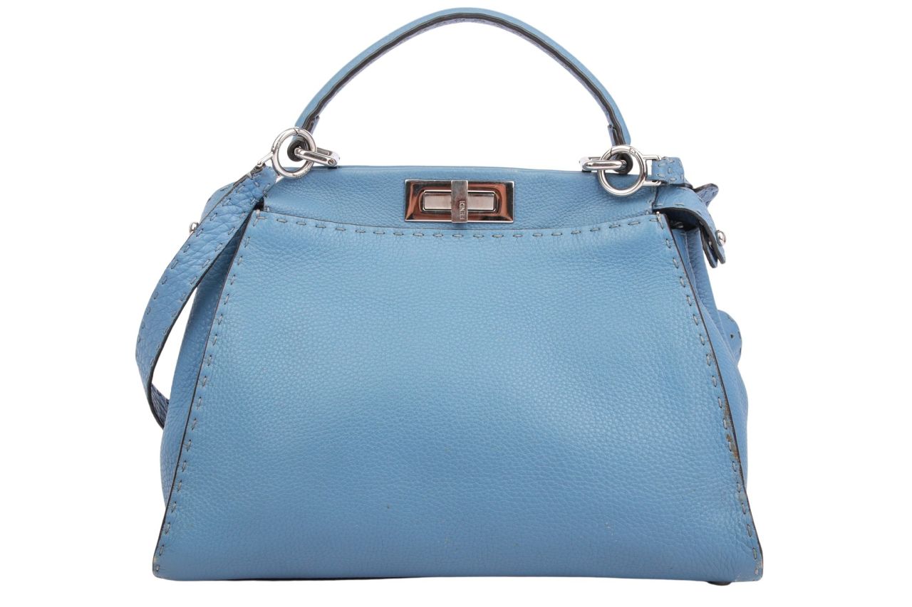 Fendi Peekaboo Medium Hellblau Leder