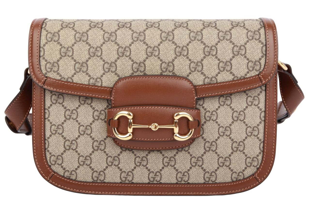 Gucci Horsebit 1955 Umhängetasche Small Guccissima Canvas Braun