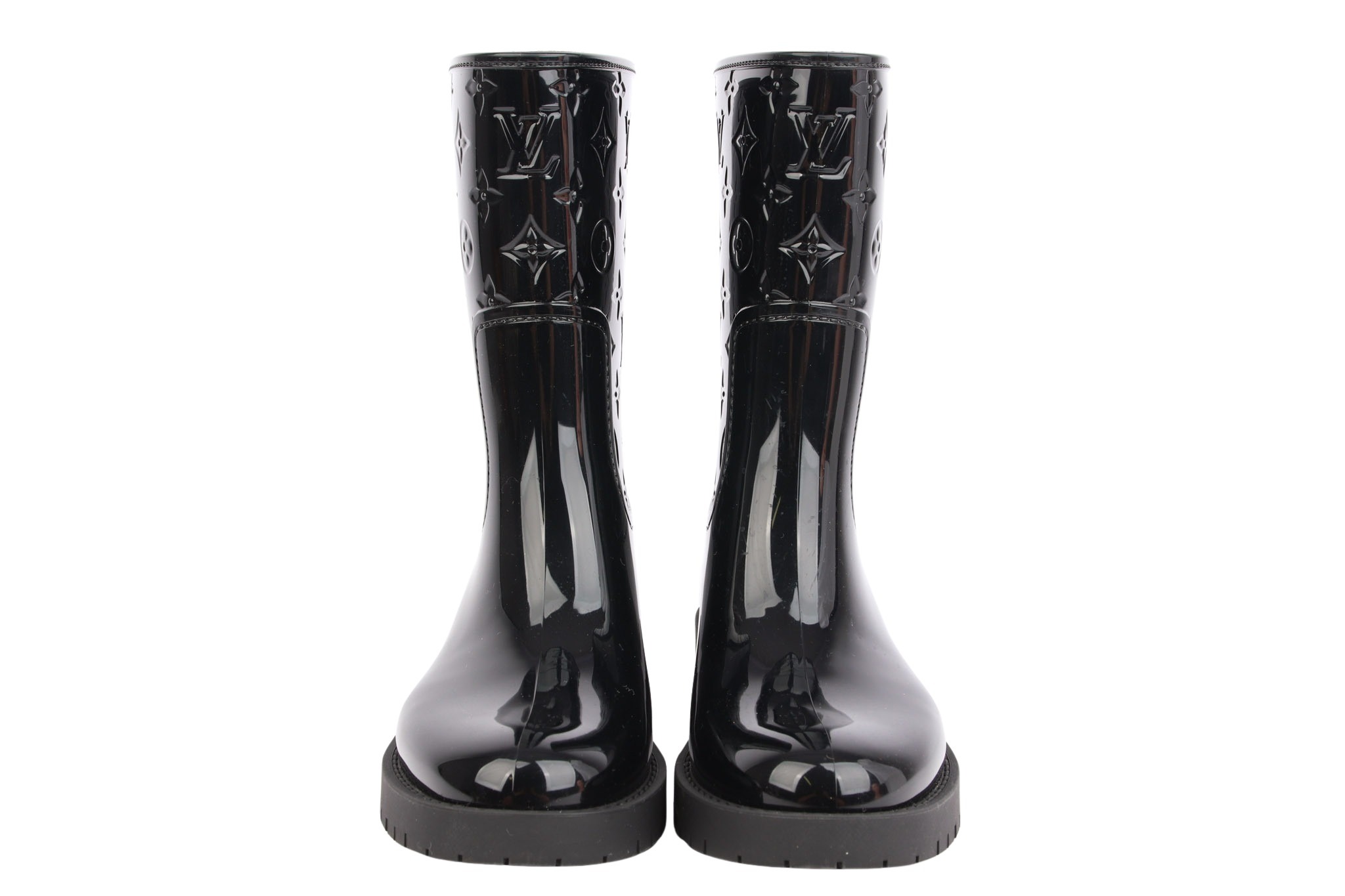 Louis Vuitton Drops Gummistiefel Lack Schwarz Gr. 39