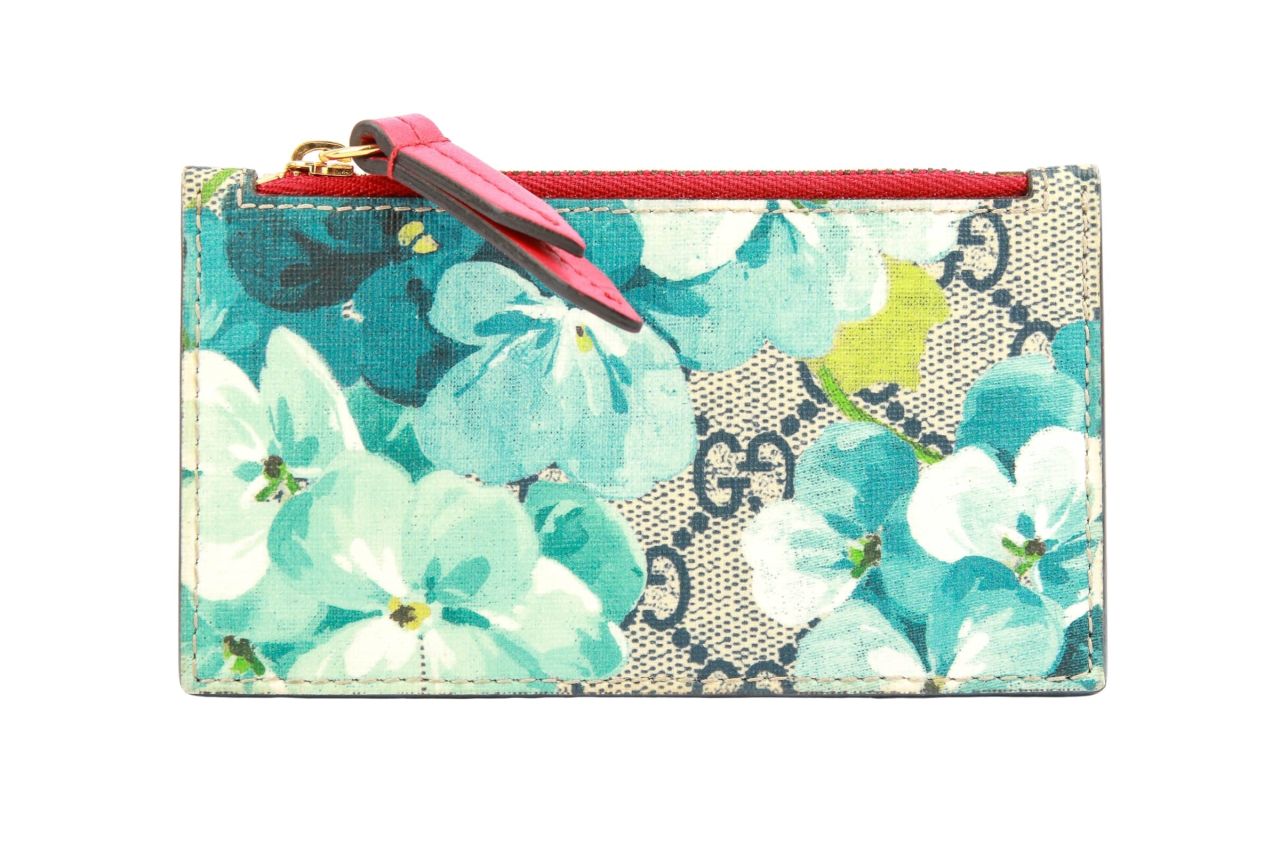 Gucci Cardholder Blooms GG Supreme Canvas Blau