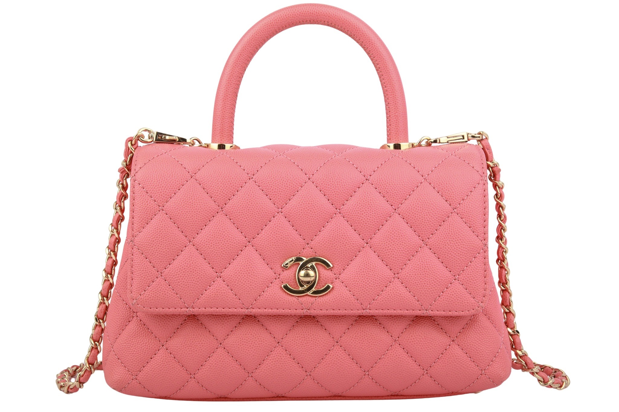 Chanel Coco Top Handle Kaviarleder Coral Pink