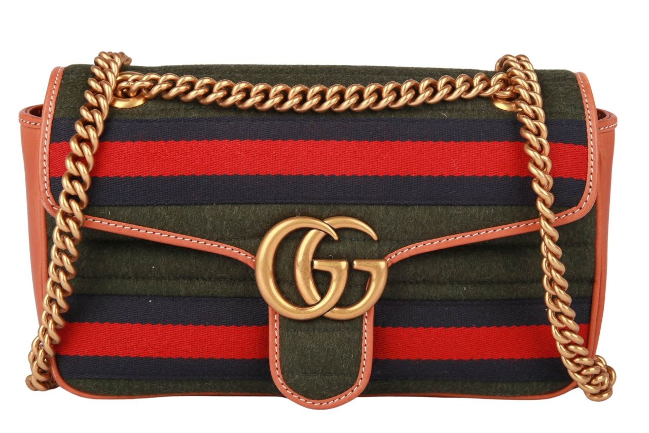 Gucci GG Marmont Filz Grün Rot