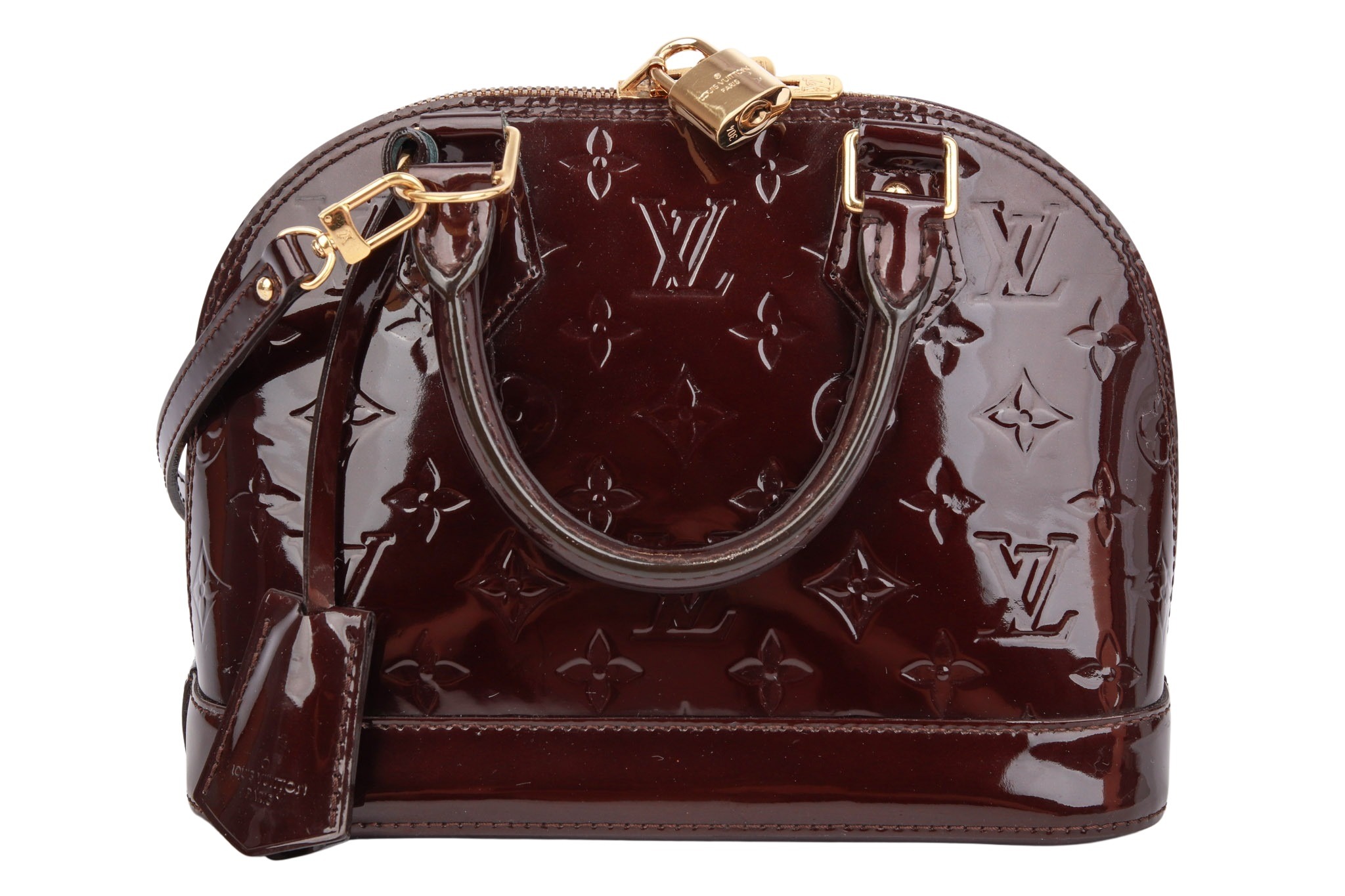 Louis Vuitton Alma BB Monogram Vernis Dunkelrot