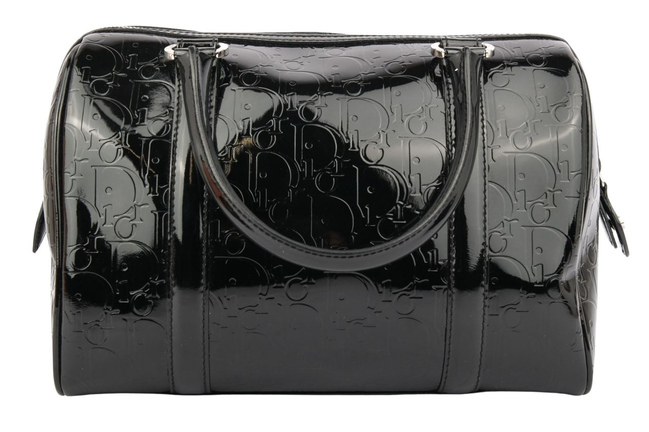 Dior Boston Bag Oblique Monogram Lackleder Schwarz