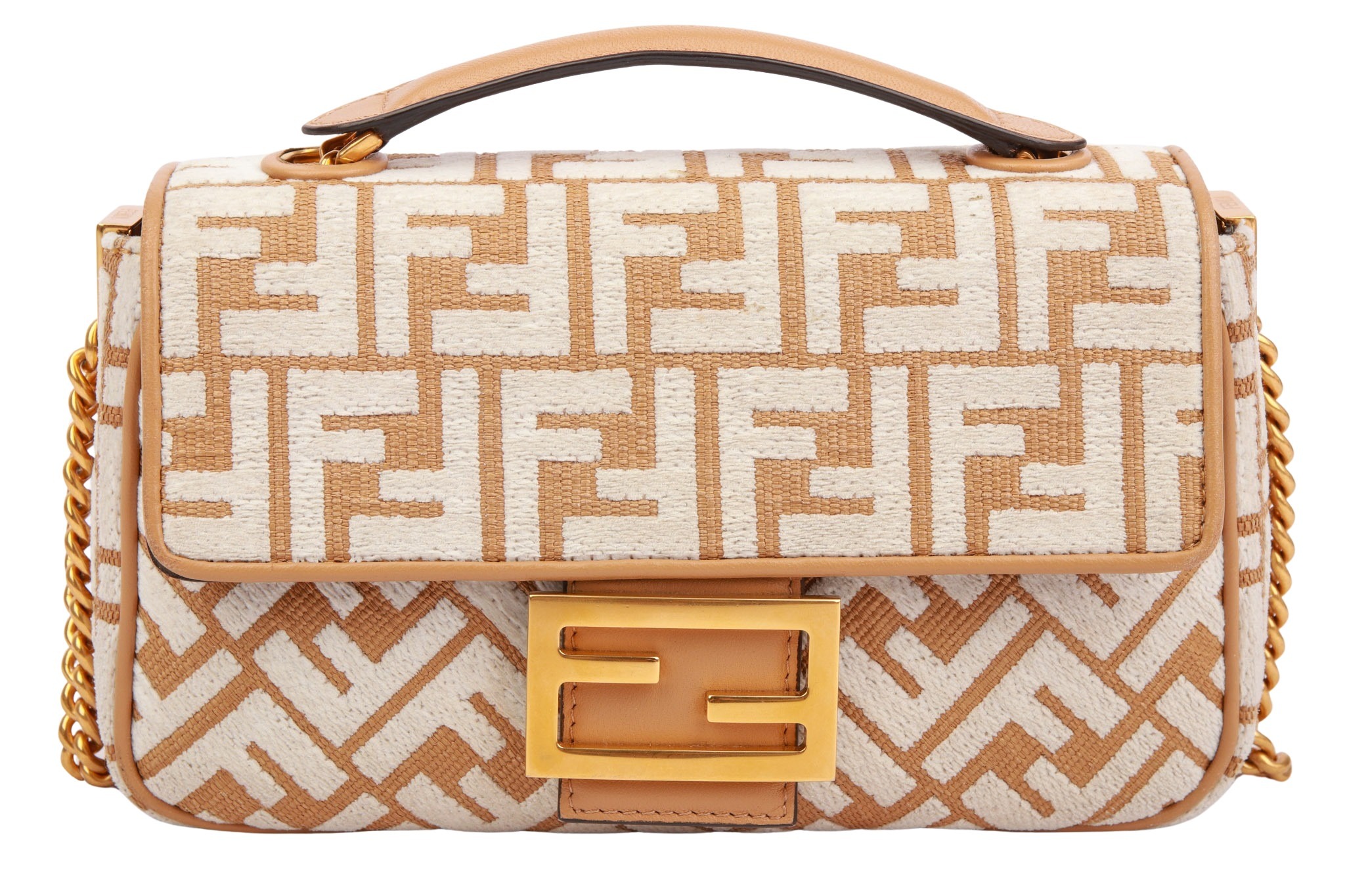 Fendi Baguette Hellbraun Stoff