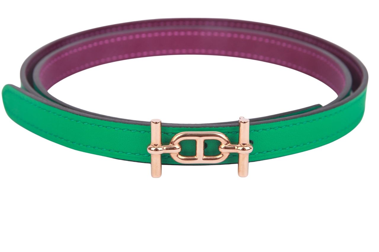 Hermès Gürtel Grün / Lila Gr.80