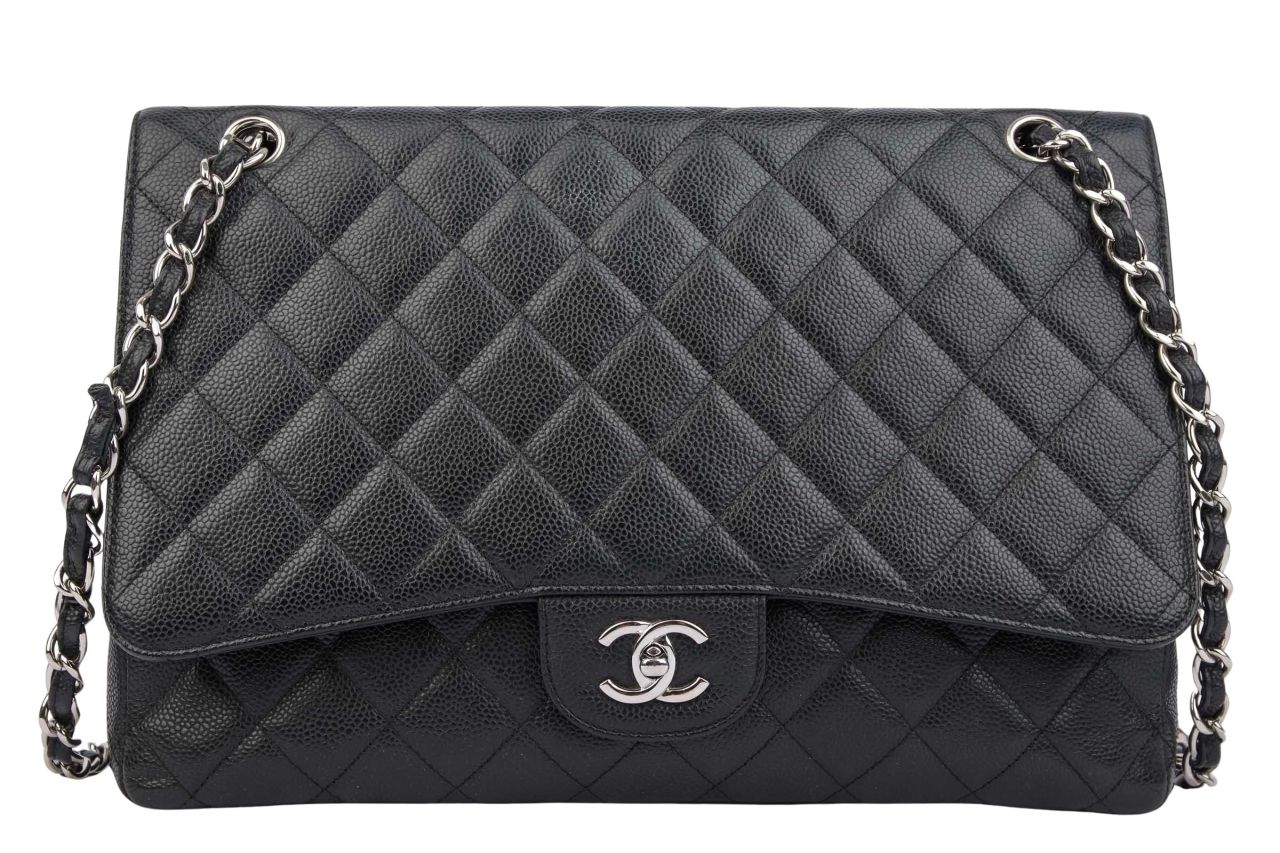 Chanel Maxi Double Flap Bag Caviar Leder Schwarz