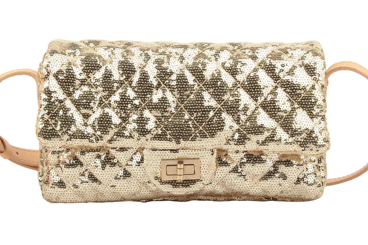 Chanel 2.55 Spangle Crossbody Bag Gold