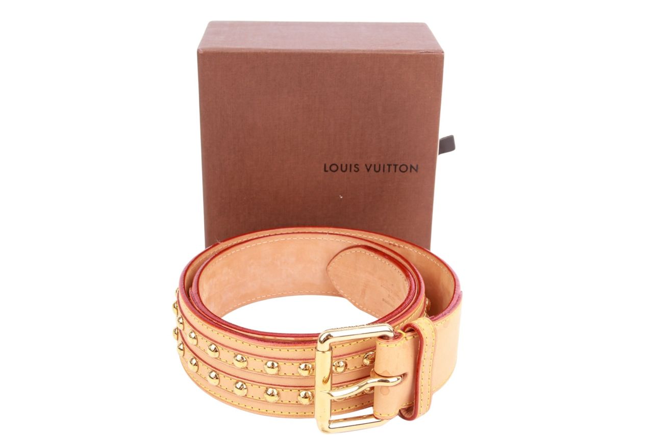 Louis Vuitton Gürtel Leder Nieten Gr. 80