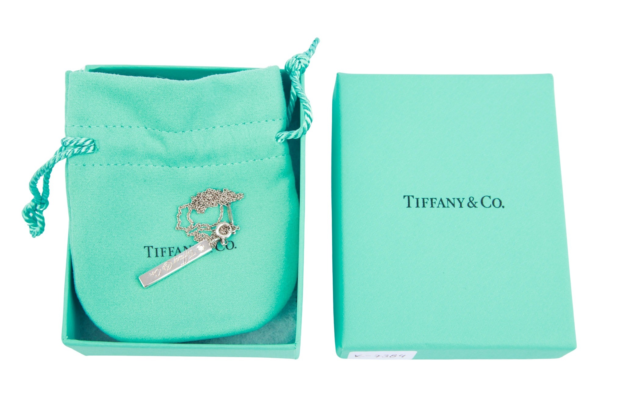 Tiffany & Co. Notes Bar Halskette Silber 0,02 ct Diamant