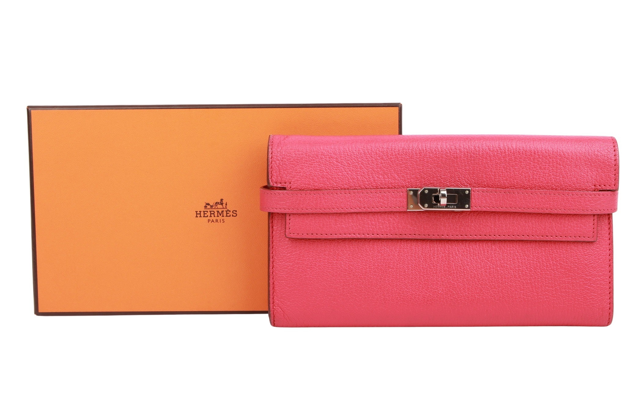 Hermès Kelly Portemonnaie Rose Pourpre Chèvre