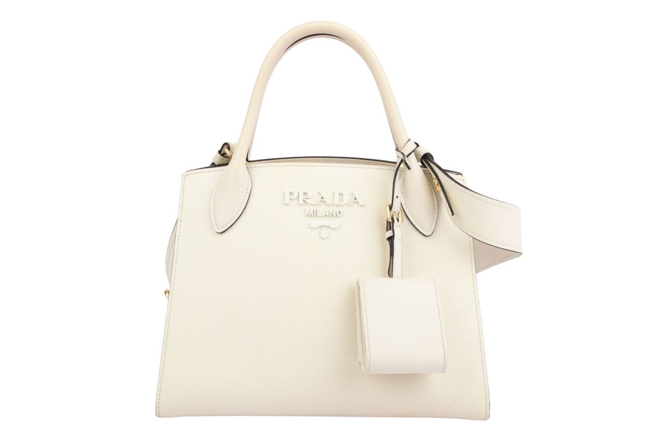 Prada Monochrome Handtasche Saffiano Weiß