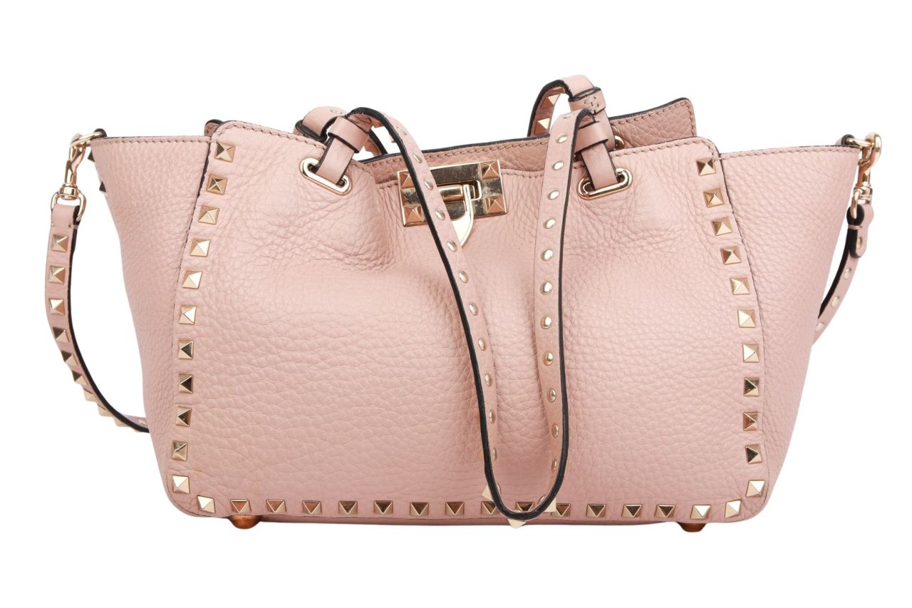 Valentino Rockstud Umhängetasche Leder Rosé