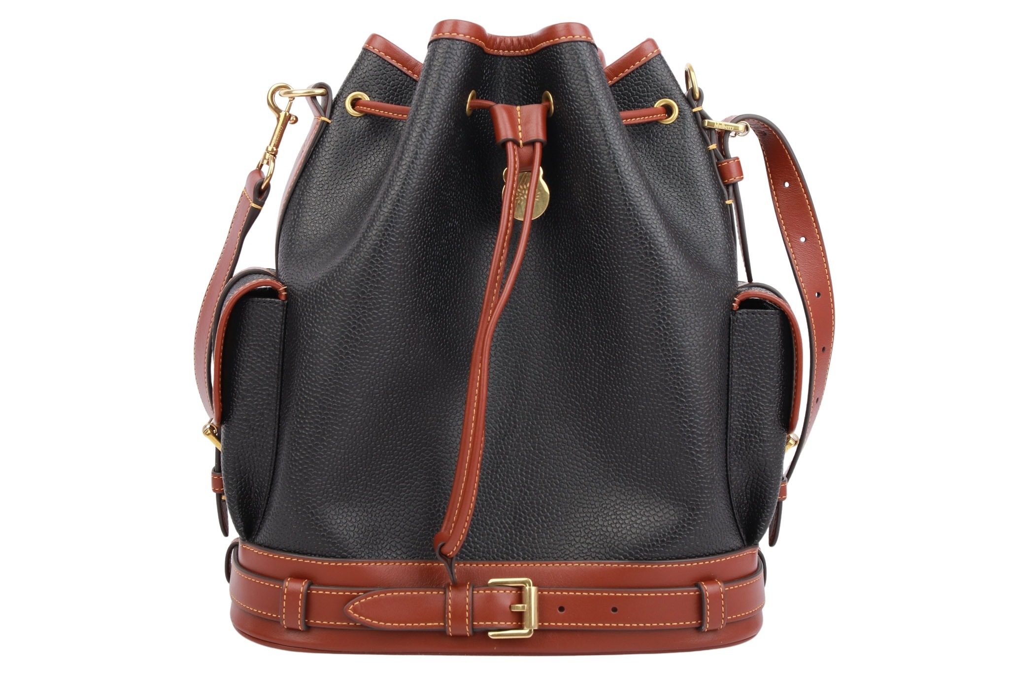 Mulberry Scotchgrain Bucket Bag Schwarz Braun