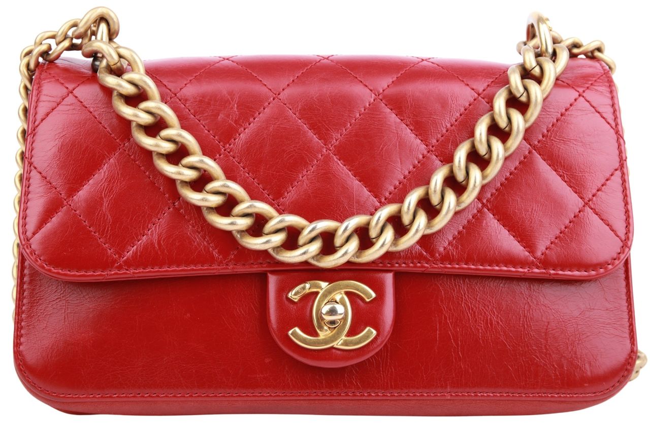 Chanel Singe Flap Bag Small Leder Rot