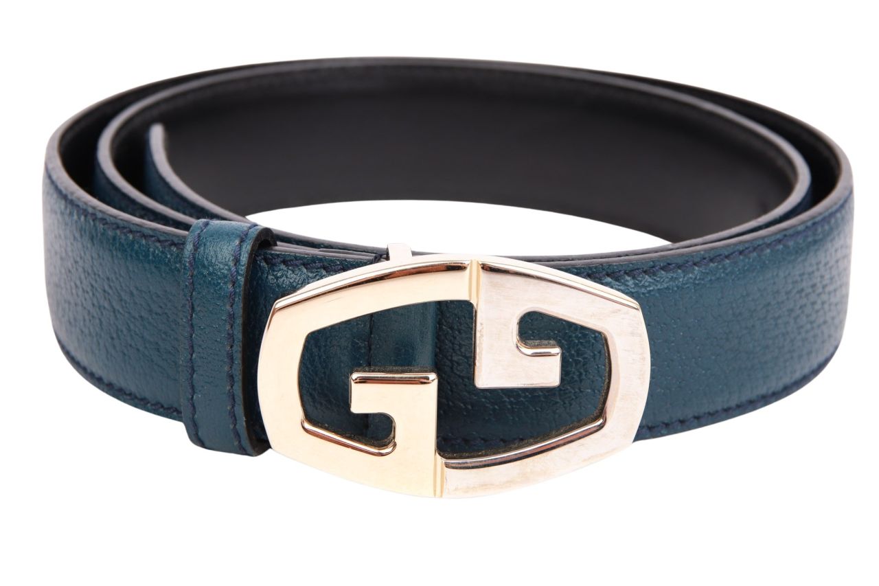 Gucci Gürtel Leder Blau Gr. 95