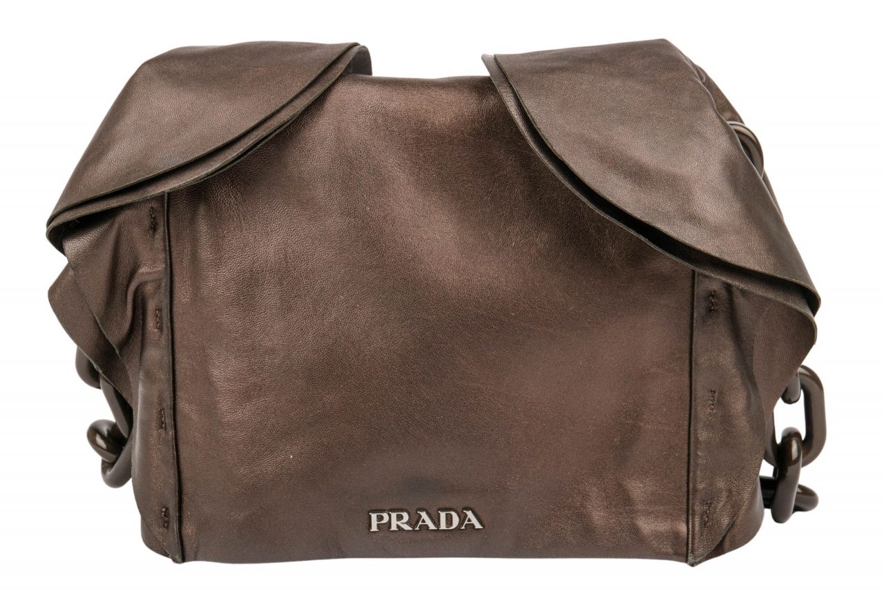Prada Schultertasche mit Kettenhenkel Braun Metallic