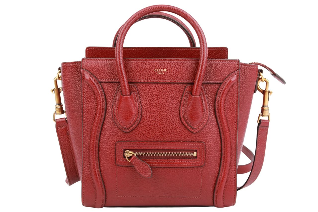 Céline Nano Luggage Leder Bordeaux